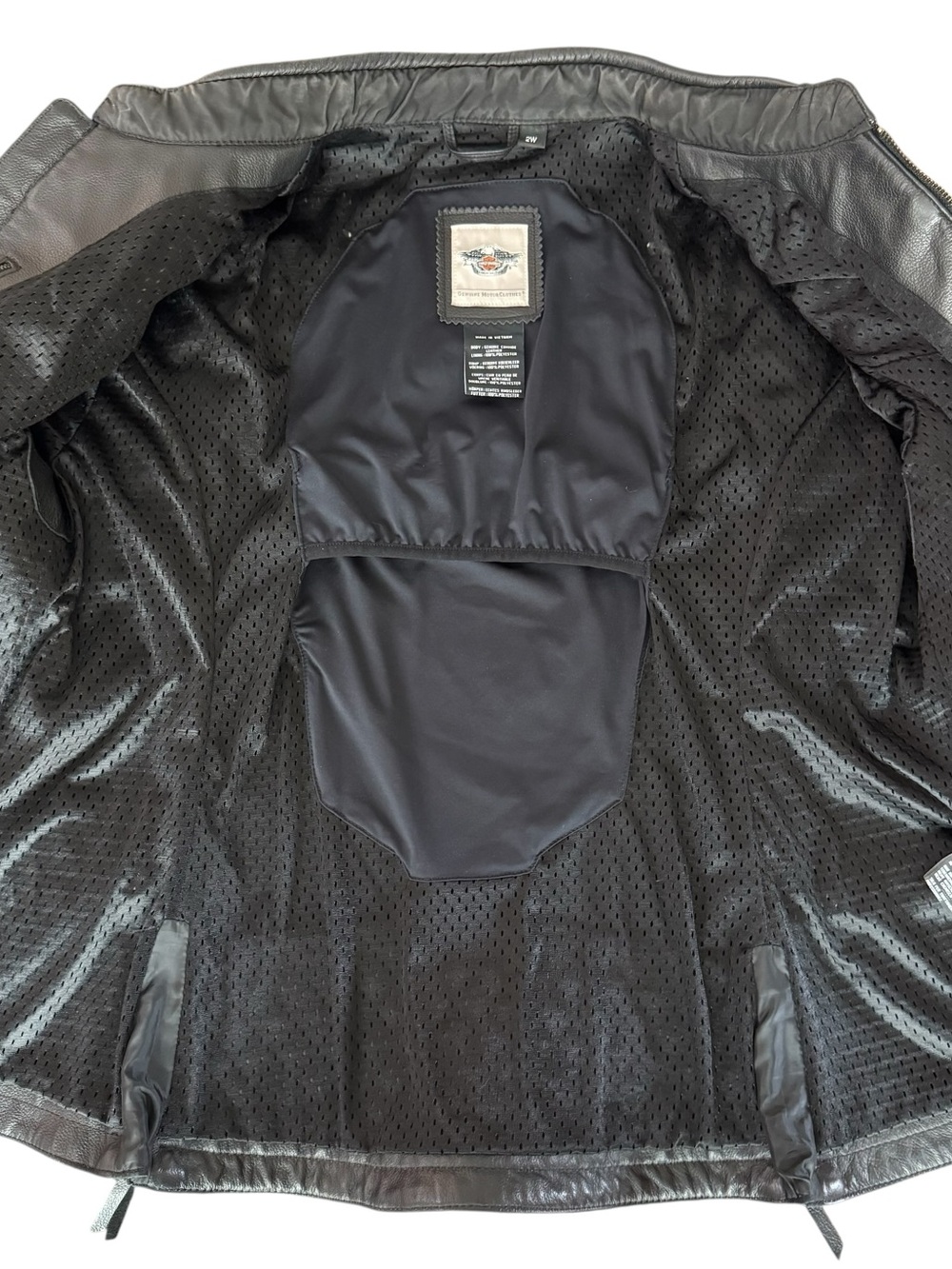 Harley-Davidson Black Leather Jacket with Orange and White Accents - Picture 10 of 16